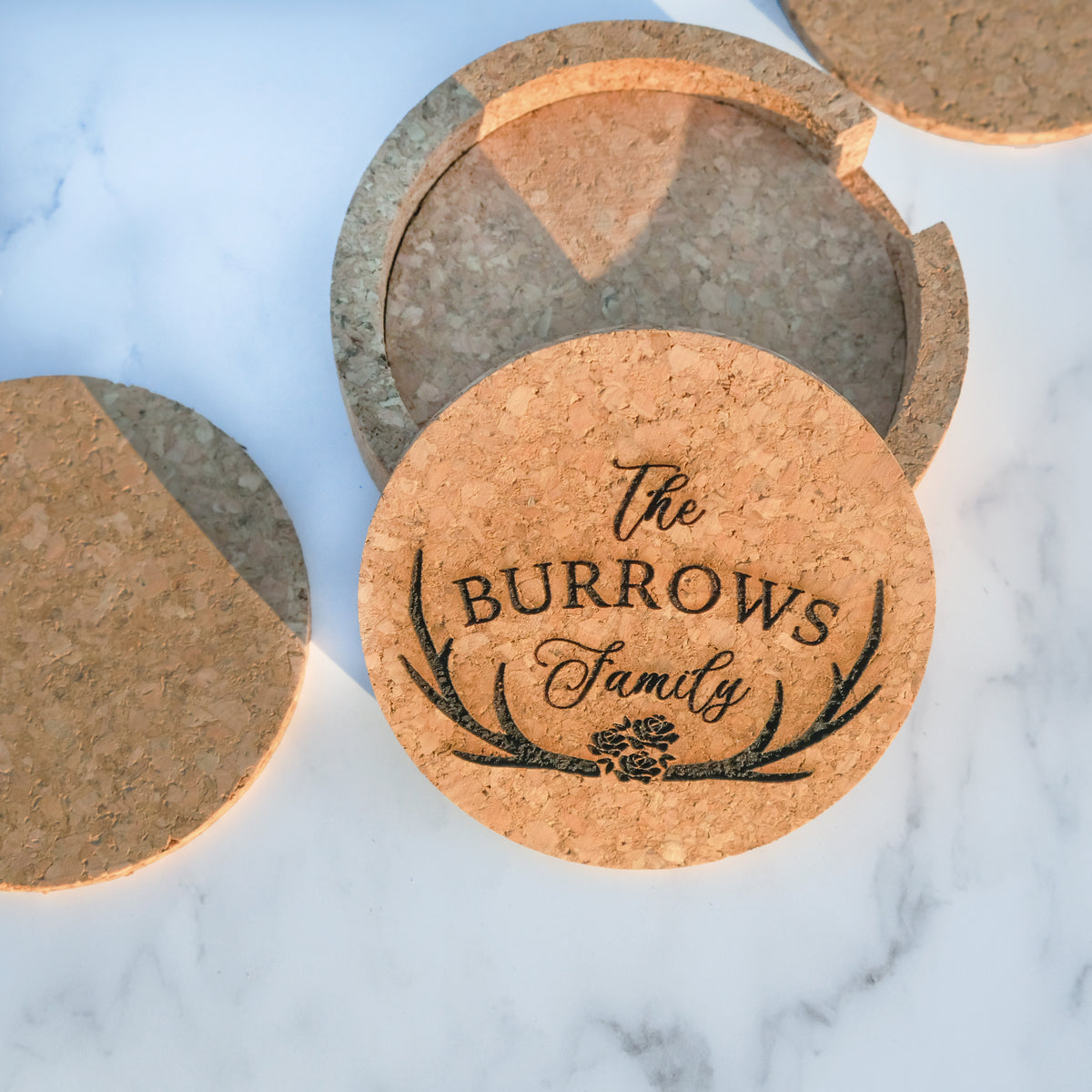 Personalized Cork Coaster Set for Couples, Design: N8 - Everything