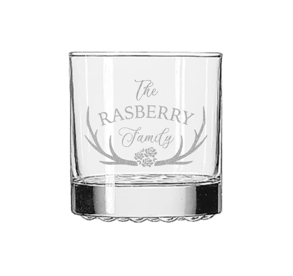 Whiskey Glasses Personalized with Last Name - Design: FM7