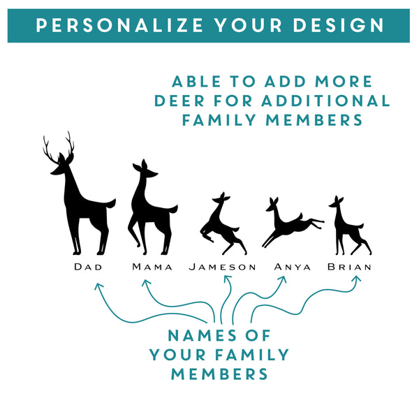 Deer Family Personalized Holiday Wine Glass, Design: FM9
