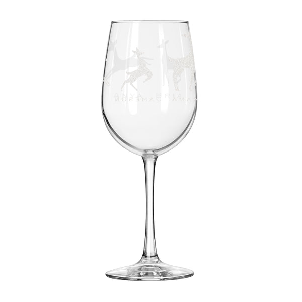 Deer Family Personalized Holiday Wine Glass, Design: FM9