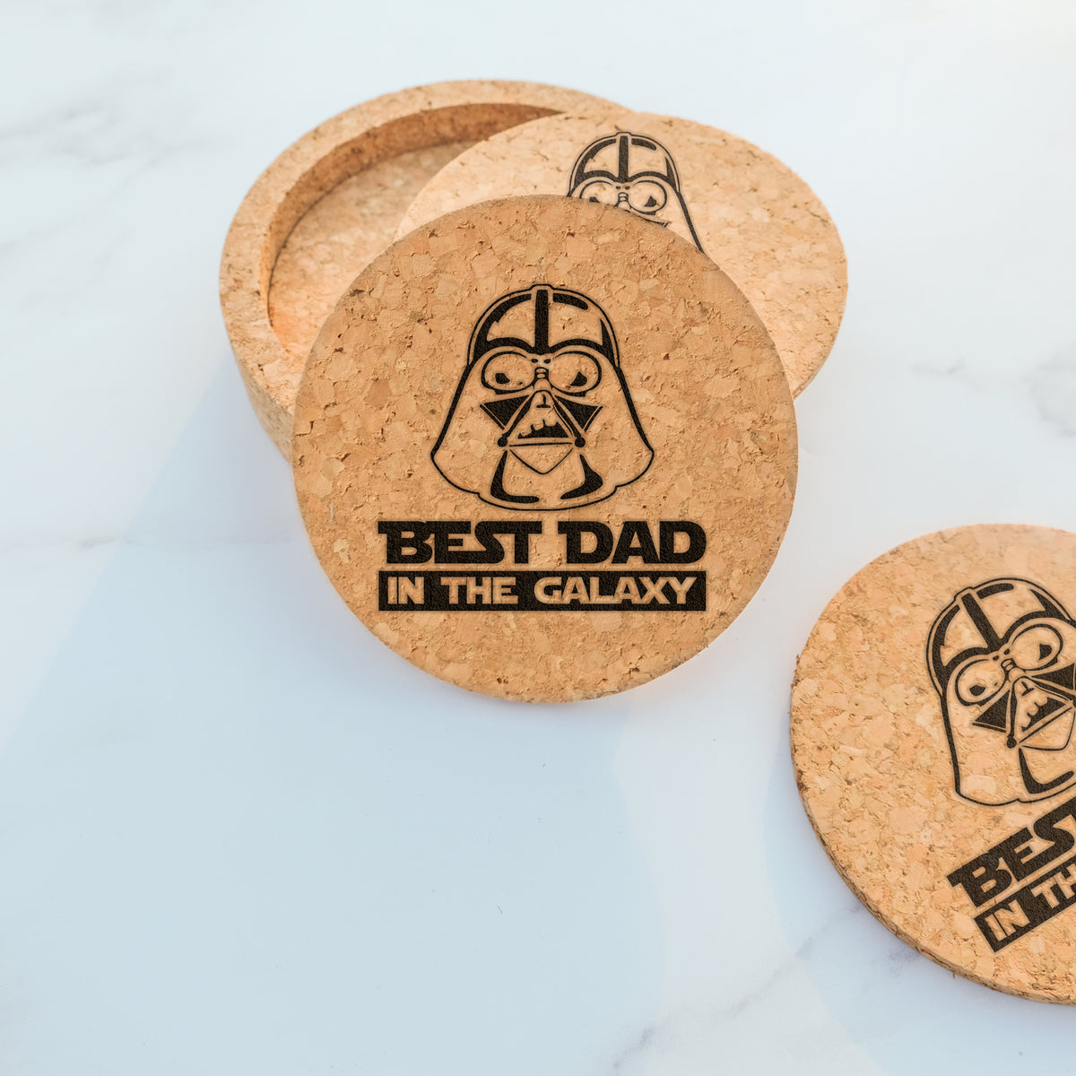 Star Wars Fans - Star Wars Coasters, Set of 4 - Cork with Laser Cut Steel  Rebel and Imperial Logos - 4 Round  (via )