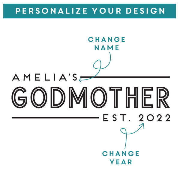Personalized Godmother Stemless Wine Glass, Design: GDMA1