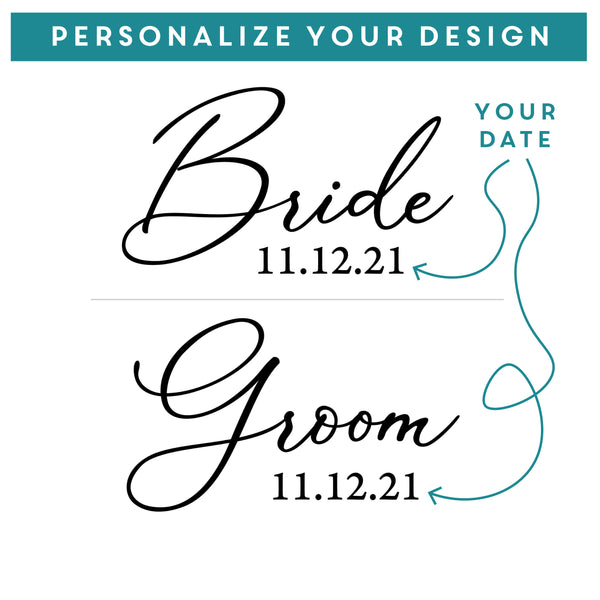 Bride & Groom Wine Glass Set - Design: HH6