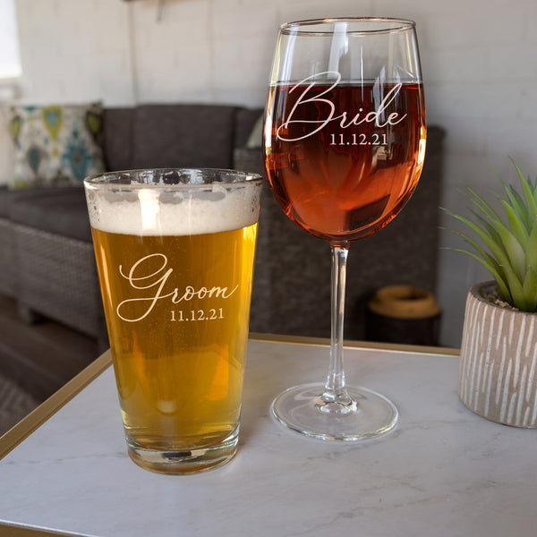 Bride & Groom Glass Set - Design: HH6