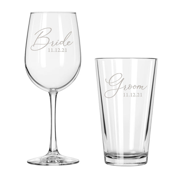 Bride & Groom Glass Set - Design: HH6