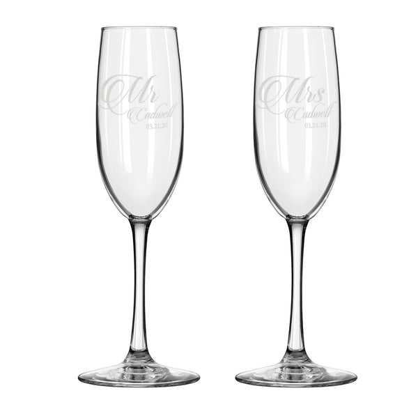Personalized Mr & Mrs Champange Glasses - Design: HH7