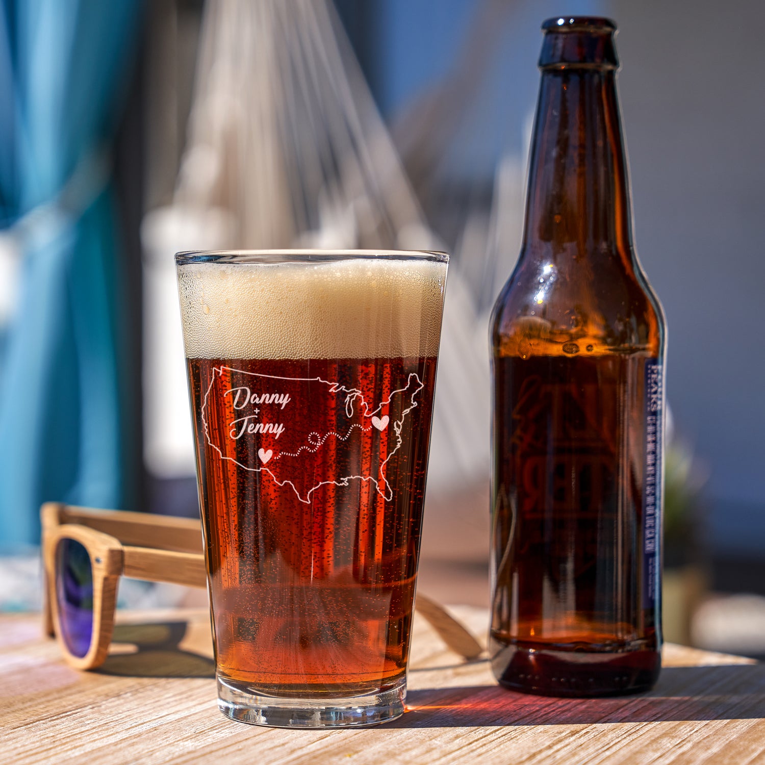 Long Distance Gift Pint Glass - Design: HOME2