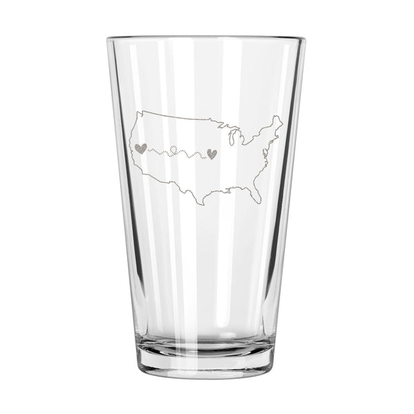 Long Distance Gift Pint Glass - Design: HOME2