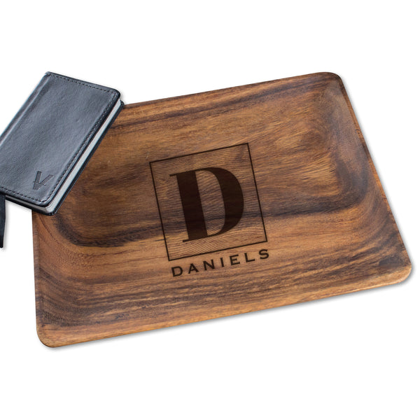 Personalized Initial Wood Tray, Design: K5