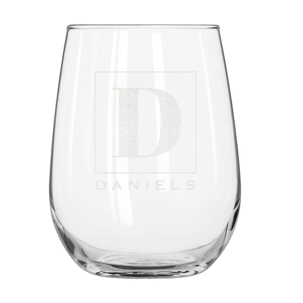 Personalized Initial Stemless Wine Glass, Design: K5