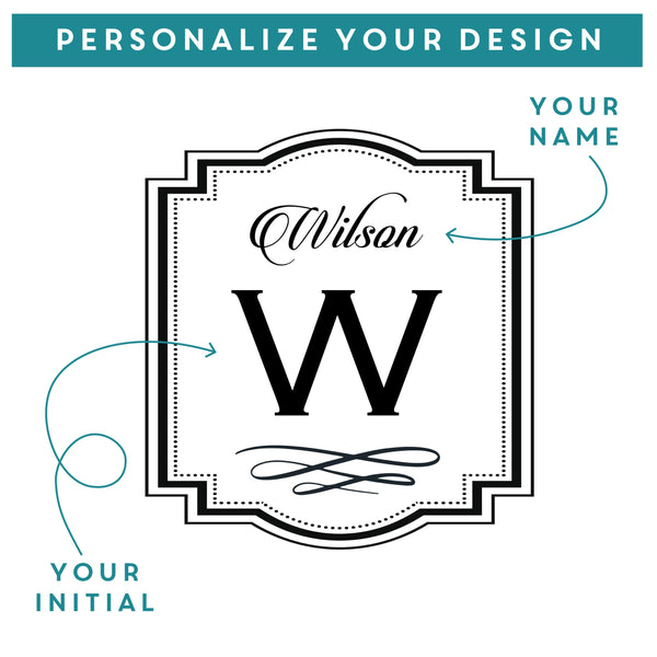 Etched Fancy Initial Whiskey Glass, Design: K6