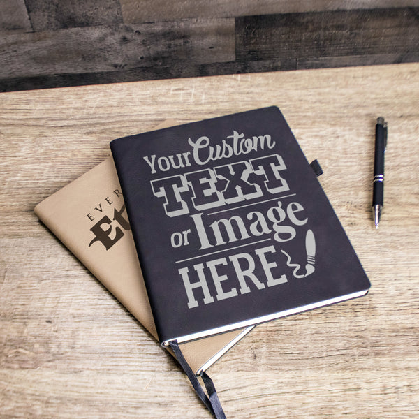 Personalized notebook can be customized with you logo, monogram, name, custom image or text. Everything Etched.