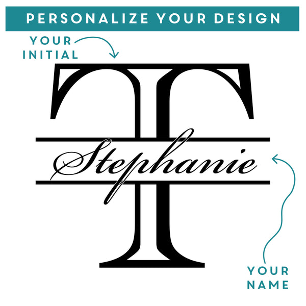Etched Stemless White Wine Glasses Monogram - Design: M3