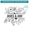 Floral Personalized Couples Wine Glass, Design: N10