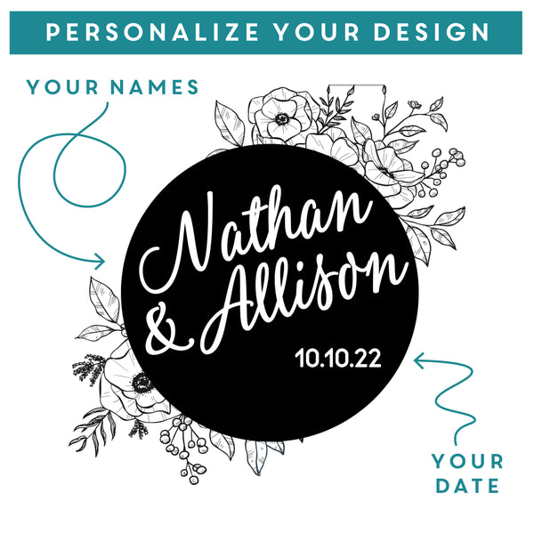 Couples Personalized Wine Tumbler, Silver or Black - Design: N5