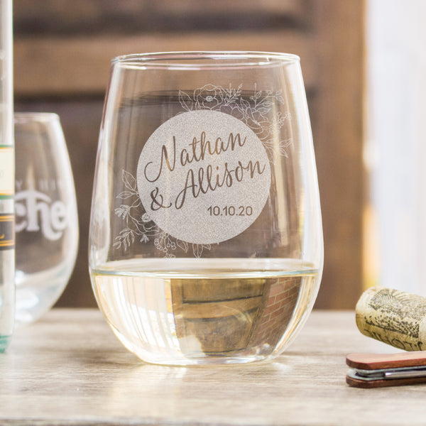 Couples Stemless White Wine Glasses Love - Design: N5