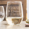 Relationship Personalized Stemless White Wine Glasses Love - Design: N6