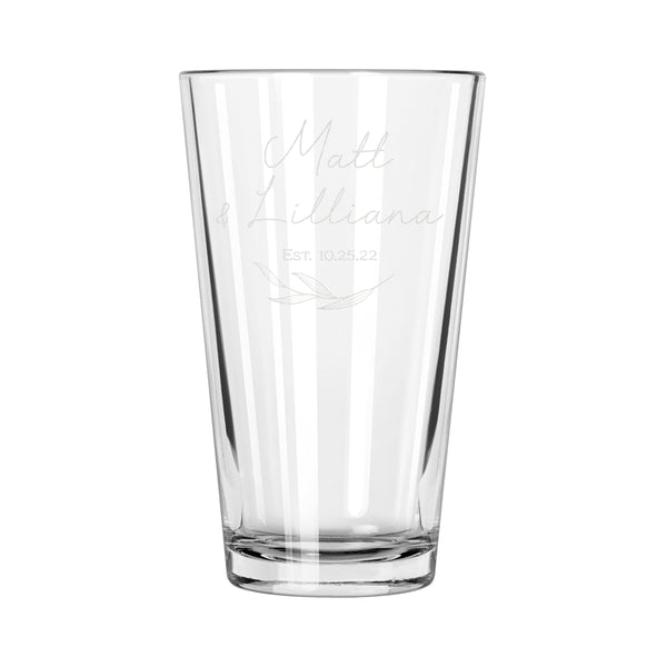 Personalized Minimalist Couples Pint Glass, Design: N9