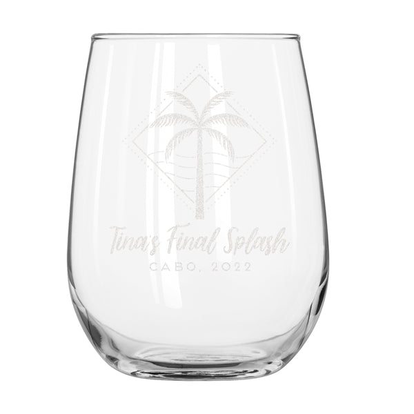 Personalized Vacation Stemless Wine Glass, Design: OD2