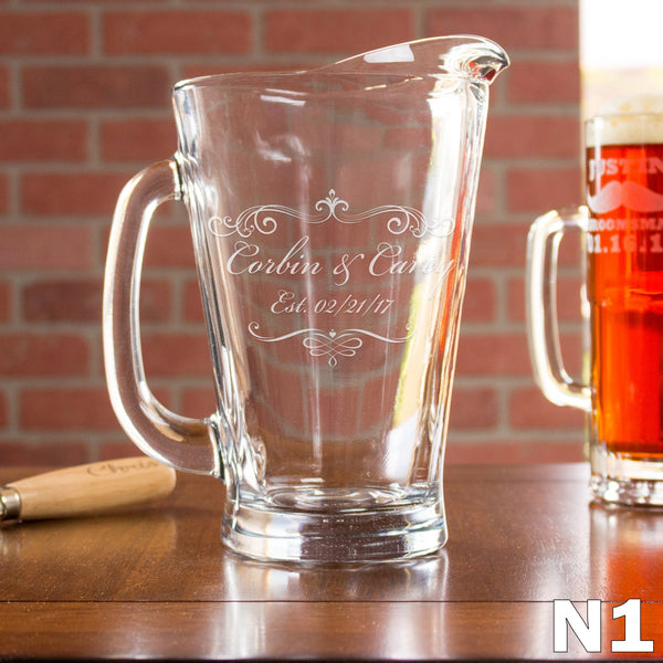 Etched Glass Pitcher - Design: N1
