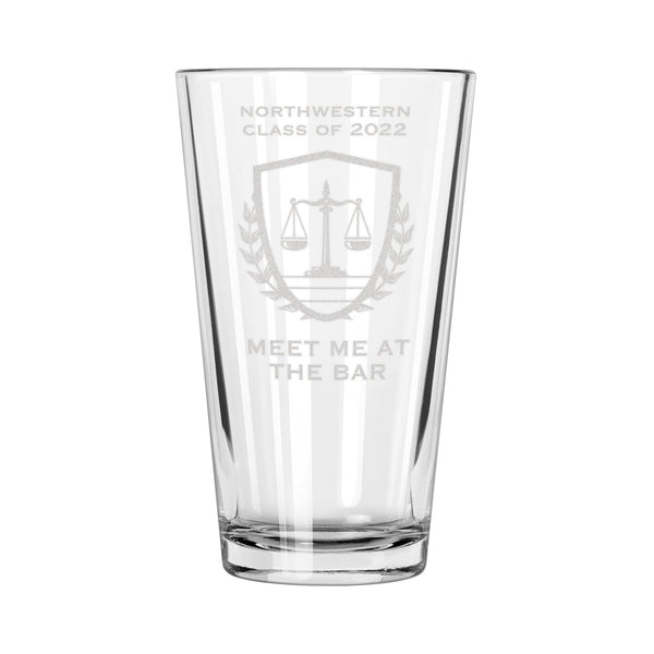 Personalized Law School Beer Glass, Design: LAW1