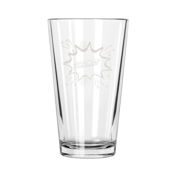 Personalized Comic Style Pint Glass, Design: M6