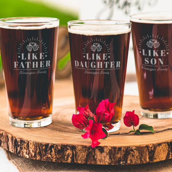 Like Father, Like Son / Daughter 2 Pint Glass Set - Design: FD12