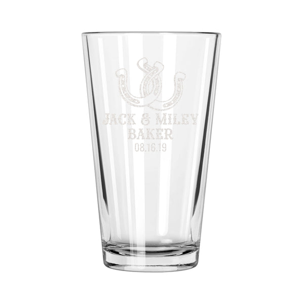 Personalized Western Wedding Pint Glass, Design: N11