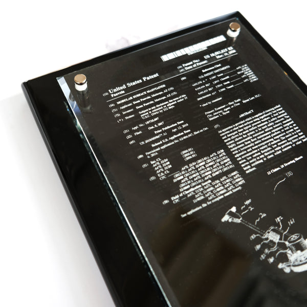 8"x10" Patent Plaque Award - Glass and Black Polished Wood