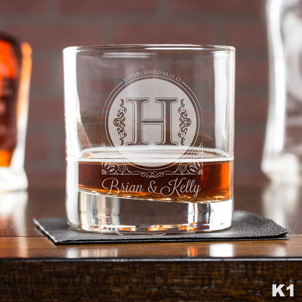 Engraved Whiskey Glasses Couples - Design: K1