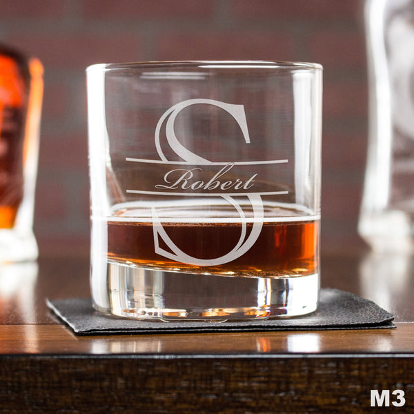 Engraved Whiskey Glasses Monogram - Design: M3