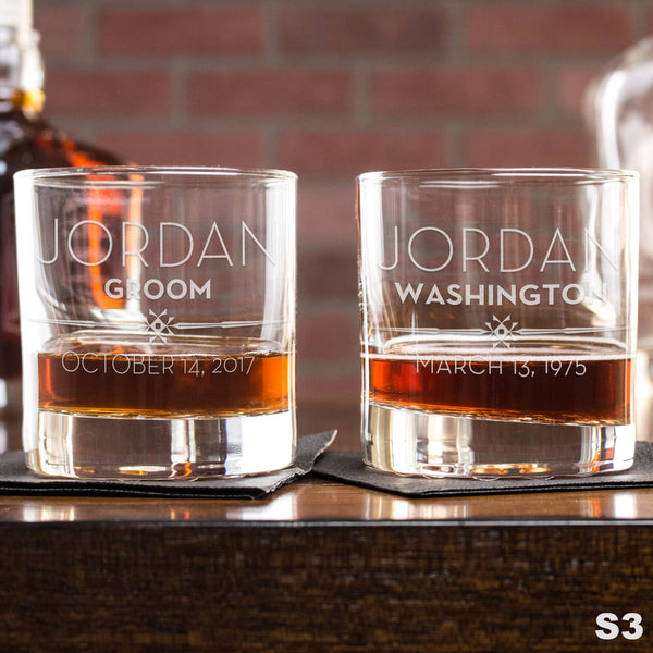 Engraved Whiskey Glasses Personalized - Design: S3