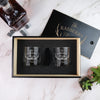 Family Name & Antlers Wine & Whiskey Gift Set in Glossy Black, Design FM7