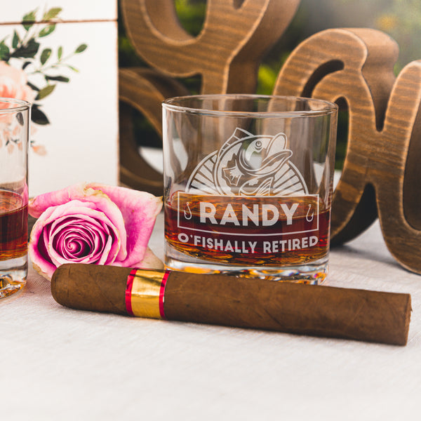 Punny Personalized Retirement Whiskey Glass, Design: RETIRED4