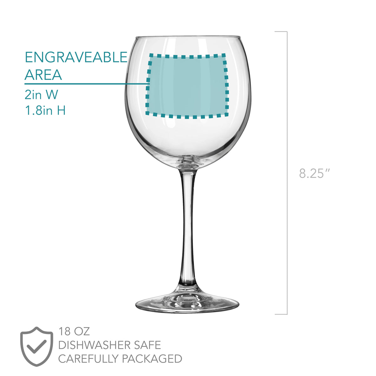 Engraved Measured Tall Wine Glass