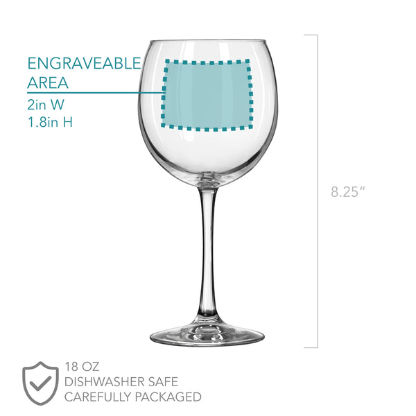 Etched Red Wine Glass - Design: FIANCEE