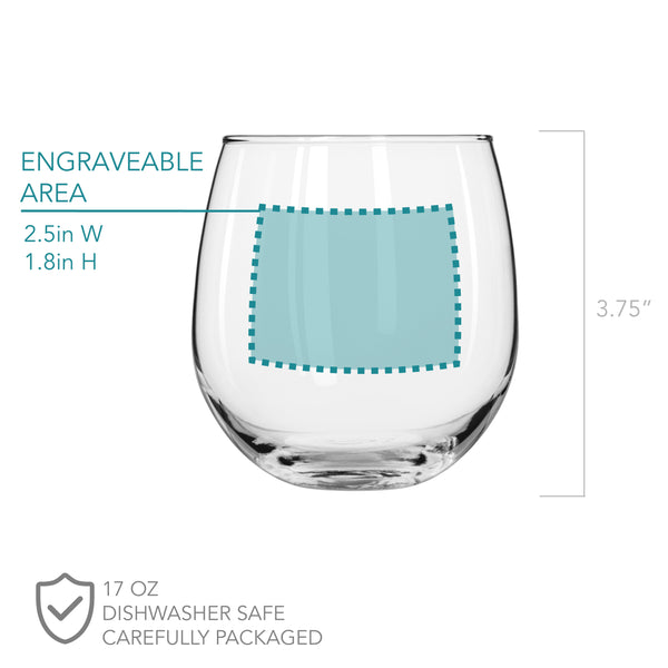 Etched Stemless Red Wine Glasses Team Bride - Design: WG2