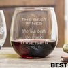 Etched Stemless Red Wine Glasses - Design: BEST