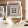 Etched Stemless White Wine Glasses - Design: INITIAL1