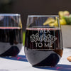 30th Birthday Etched Stemless Wine Glasses - Design: TALK30