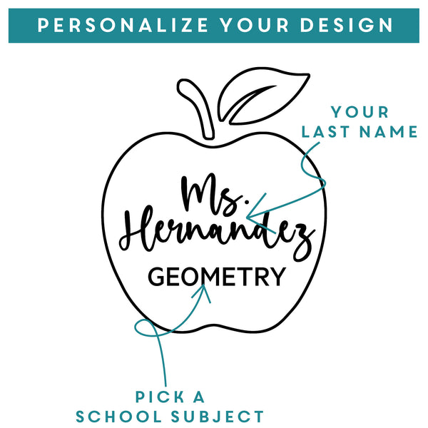 Personalized 30oz Teacher Apple Tumbler, Design: TEACHER1
