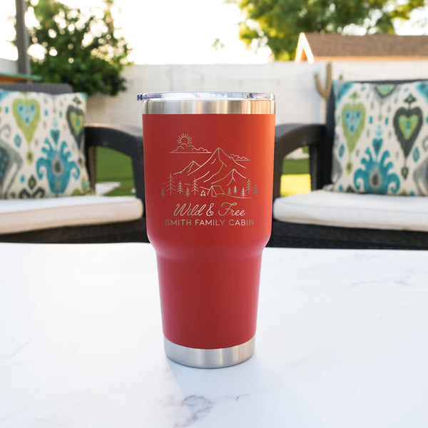 Camping Engraved 30oz Stainless Steel Tumbler, Design: OD1