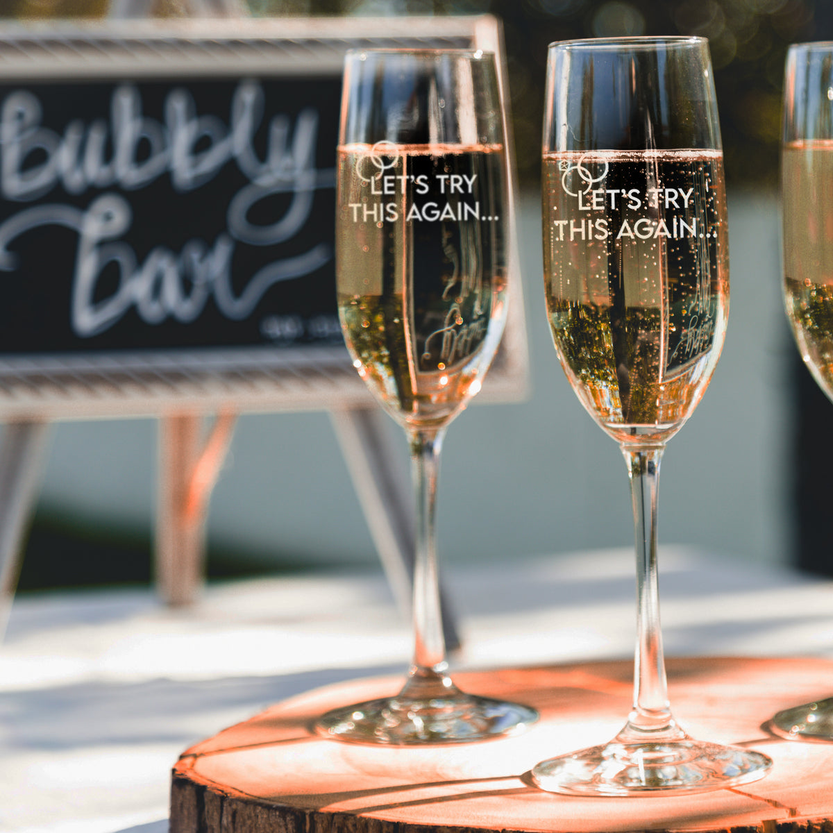 Champagne Flute Wedding Rescheduled Design TRYAGAIN