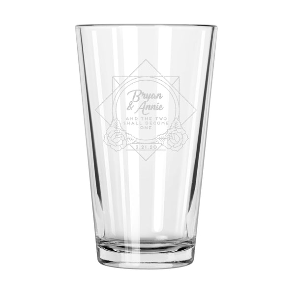 Wedding Announcement Etched Pint Glass - Design: US2