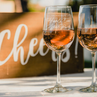 Wedding Reception Party Etched White Wine Glasses Design WG7
