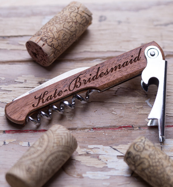 Personalized wine opener corkscrew is customized with your logo or monogram.