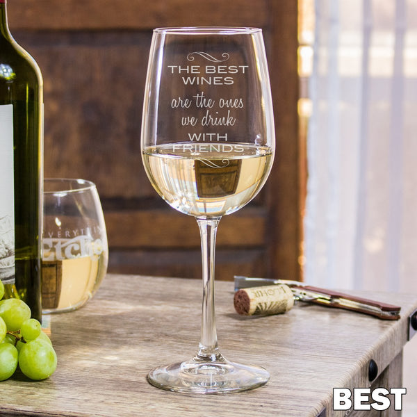 Etched White Wine Glasses Best Friends - Design: BEST