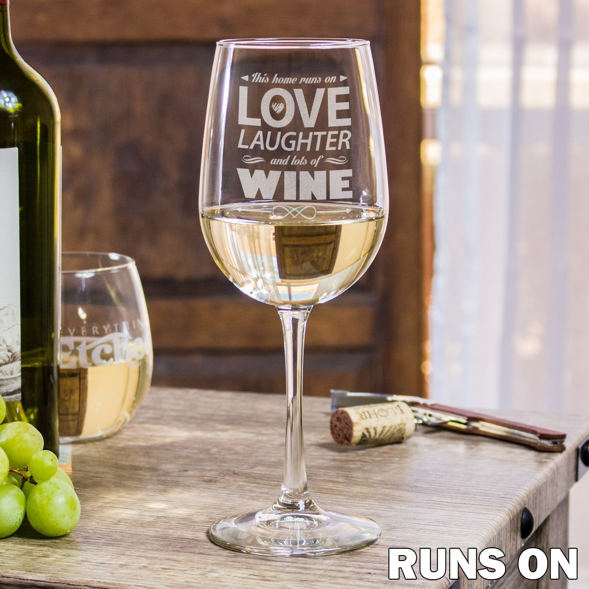 Etched Wine Glasses - Design: RUNSON