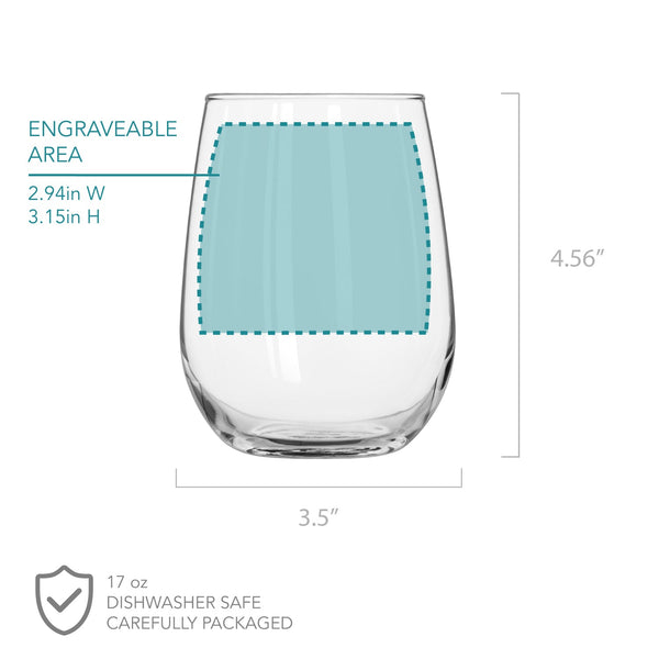Personalized Minimalist Stemless Wine Glass for Couples, Design: N9