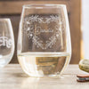 Personalized Floral Heart Stemless Wine Glass, Design: M5